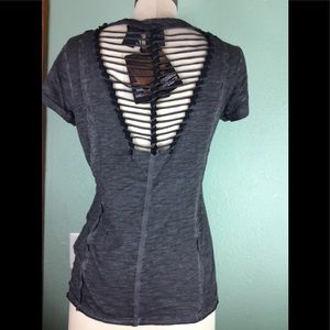 Harley Davidson slashed back grey blouse size SM